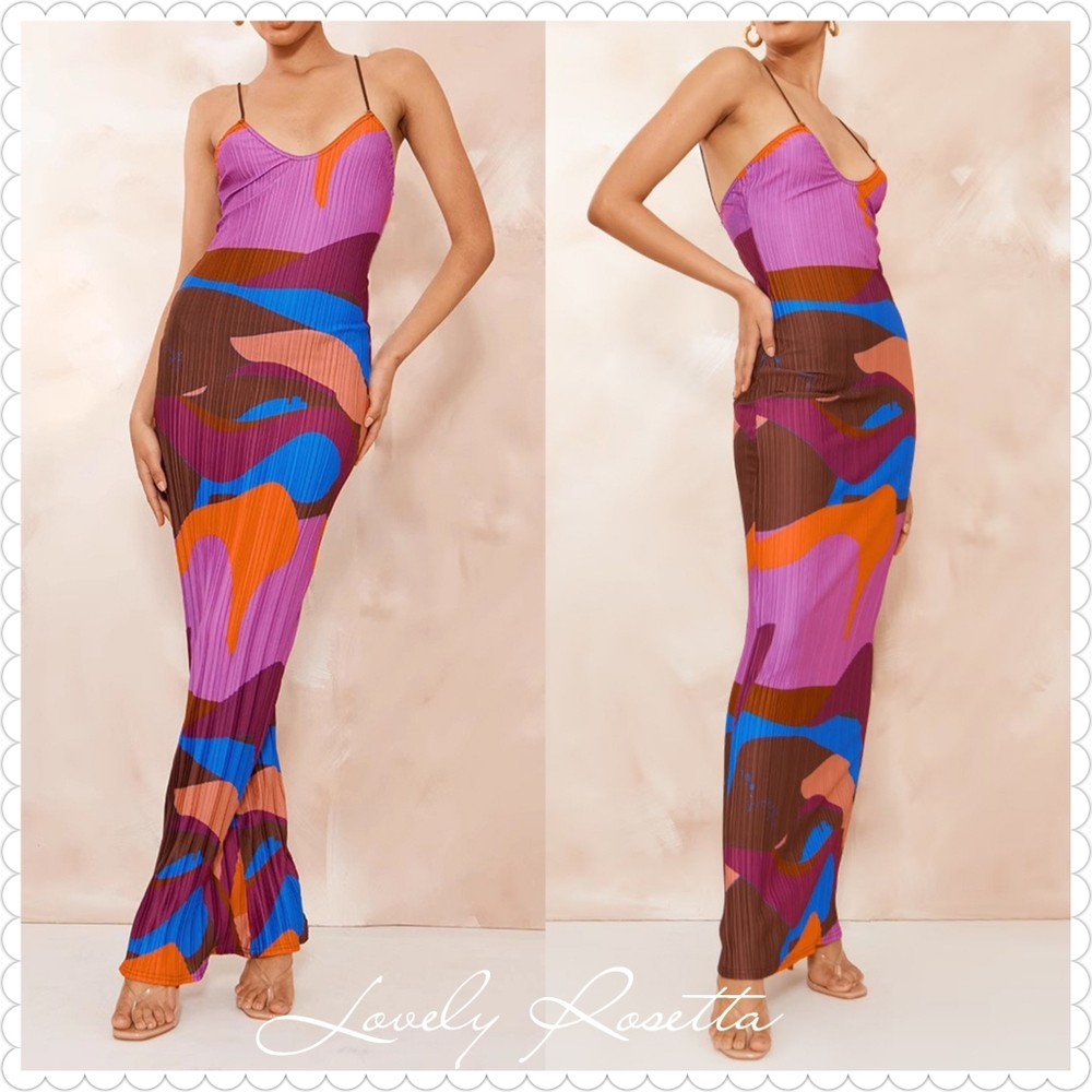 Vibrant Multicolor Backless Dress
